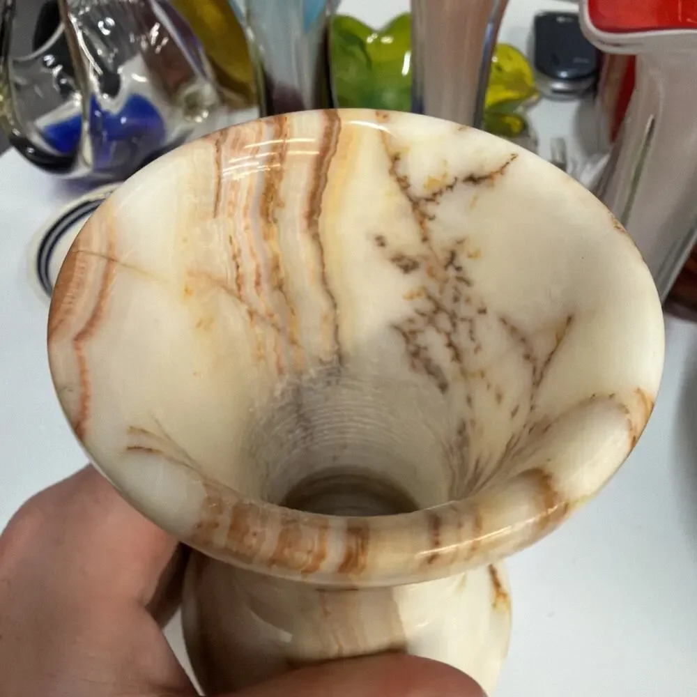 Vintage Onyx Stone Vase 8 1/4in Tall